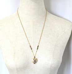 Gold Tone Etched Heart Locket Pendant Chain Necklace 24″ Discovery Of California