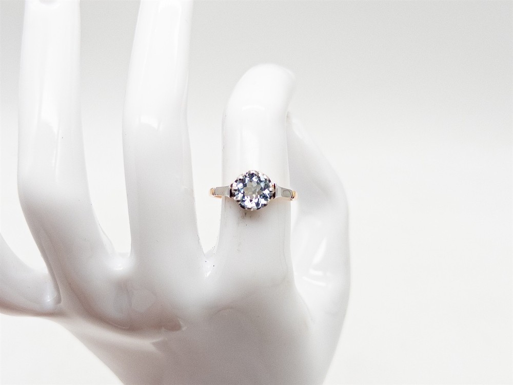 Antique 1920s $2400 Natural Aquamarine 18k Yellow Gold Platinum Filigree RIng 4g