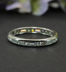 Vintage Platinum Baguette Round Diamond Eternity Ring Band VS-G Size 5.5