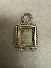 Vintage 925 Sterling Silver Square Shape Collectible Pendant Charm w/ Rope Edge