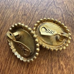 Vintage YSL Yves Saint Laurent Faux Pearl Gold Tone Clip On Earrings