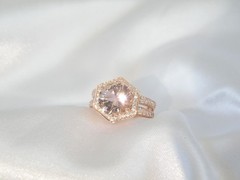 Rose Gold on Sterling Silver 925 Natural Irradiated Peach Morganite Ring Size 6