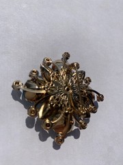 Vintage CORO Blue Stone Circle Brooch Pin and Clip on Earrings Set Signed