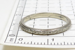 Antique Art Deco Wedding Band 18K White Gold Ring Size 4.5 UK-I Width 1.77 MM