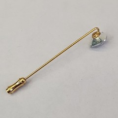 Antique Heart Stick Pin Clear Glass Stone Gold Filled Victorian
