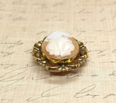 Vtg Carved Shell Cameo Pendant Gold Filled Left Facing Lady Brooch Pendant