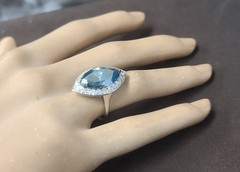 Vintage Platinum Engagement Ring 7.88ct.Natural Teal Blue Marquise Diamond