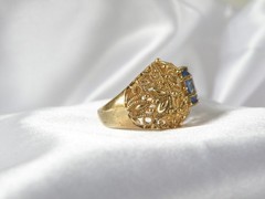 Ross Simons Sterling Silver 925 Gold on Simulated Tanzanite Filigree Ring Size 6