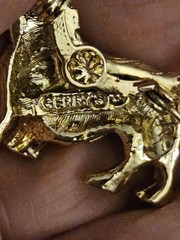 3 Vintage Gerry’s Dog Pins Gold Tone Red Rhinestone Eyes