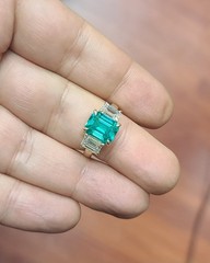 Vintage 14K Yellow Gold Engagement Ring 5.16CT. Blue Tourmaline Emerald Shape