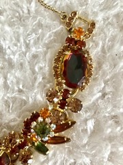 JULIANA D&E Iridescent Watermelon Art Glass Rhinestone Bracelet! SPECTACULAR!!