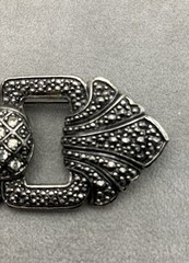 Vintage Style Silvertone Brooch Rhinestones Marcasite 3 X 1.5 Inches