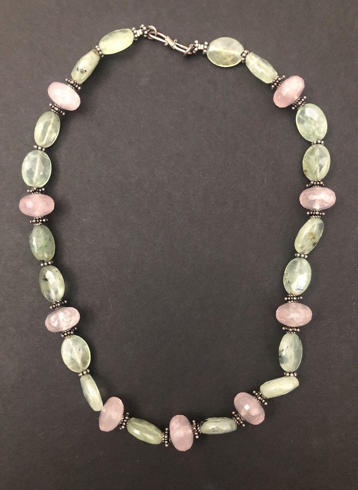 Beautiful Parisian Vintage Green And Lilac Necklace