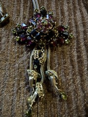 Vintage 1950-1970 Purple Rhinestone costume Jewelry Necklace 14”
