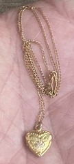 RARE Vintage Henry F Barrows HFB Etched 1/20 12k GF Heart Locket Necklace 13.5”