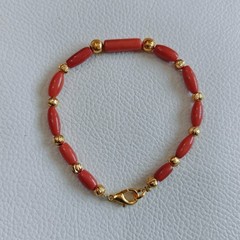 Natural Coral Gemstone Bracelet Coral Bead Bracelet Red Coral Handmade Bracelet