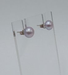 VTG 925 Lavender 6mm Pearl Stud Earrings Sterling Silver Round Cultured Estate