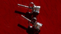 14k white gold stud earrings 0.20ct natural diamond vintage 0.65gr N3617