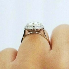 3Ct Art Deco Style Old European Cut Lab Created Diamond Wedding 14K Gold FN Ring