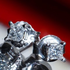 14k white gold stud earrings 0.20ct natural diamond vintage 0.65gr N3617