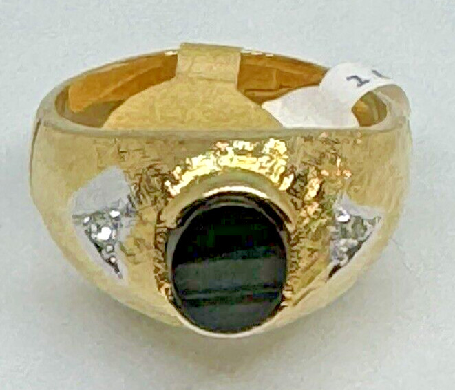 Vintage Men’s Uncas Dome Ring Onyx 18k Heavy Gold Electroplate NOS NWT Size 13