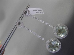 ANTIQUE LARGE 5.30CT DIAMOND & AAA AMETHYST 14K WHITE GOLD HALO HANGING EARRINGS
