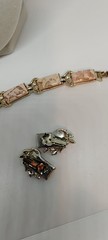 Vintage Coro Parure Set Cream & Gold Confetti Thermoset Lucite Jewelry