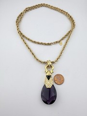 NOLAN MILLER GOLDTONE RHINESTONE “DE MEDICI” PENDANT 34” NECKLACE K750D