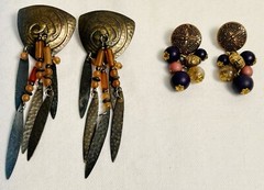 Lot of 6 Pairs of Mixed Pierced Earrings Vintage to Now Variety Prehnite More +