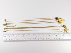 Vtg Love Knot Heart Key Lock Flower Butterfly Pendant Gold Tone Necklace LOT