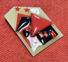 Vintage House Pins by Lucinda Black & Red Home Stars In The Sky Pin / Brooch