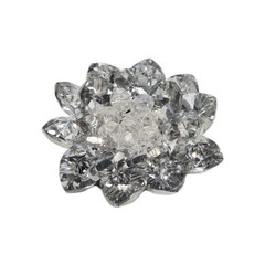 Flower Brooch White Crystals Rhinestone 3D Silver tone 2.5 in