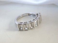 Sterling Silver 925 1.5ct Baguette CZ DQ Pinky Band Ring Size 6