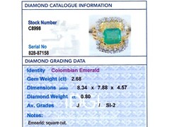 2.68Ct Colombian Emerald and 0.80Ct Diamond, 18k Yellow Gold Cocktail Ring