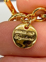Mia Fiore Necklace Dyadema 18K Gold Plated Coin Pendant Italy Paperclip Chain