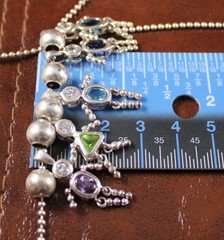 5 Children with Dancing Arms Legs Beaded Birthstone Necklace Sterling Silver 23″