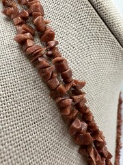 Beautiful Sparkly Orange Gold Stone Gemstone Necklace 34” Long No Clasp