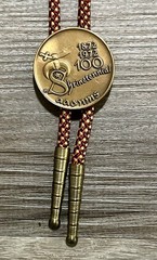 Vintage Shriner Bolo Tie 1972 Masonic 100 Year Anniversary Freemason Brass