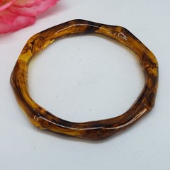 Amber Color Smoky Lucite Bamboo Bangle Bracelet