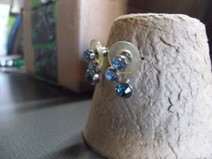 1 Pair Old .75 “in Blue Sparkly Glass Studs