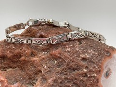 7.25” Diamond Cut Star Sterling Silver Link Bracelet 8 Grams Signed SU 925