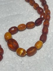 🔥Antique Vintage Genuine Amber Necklace Beads On String Butterscotch Egg Yolk36