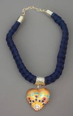 Hand Painted Boho Heart Necklace Lot RARE One of a Kind Frida Free Shipping!