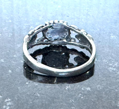 Vintage Sterling Silver 925 Pinky Ring Black Stone Floral Ornate Petite Size 4