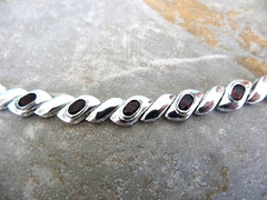 Vintage Signed FAS 925 Sterling Silver Garnet Gemstone Bracelet Estate Find