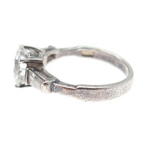 925 Sterling Vintage Round & Tapered Baguette-Cut C Z Engagement Ring Size 6.25