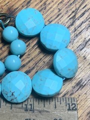FOSSIL 3 Strand 24” Necklace Rhinestone Turquoise Blue Beads MOP BUTTERFLY & BEE