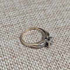 Vintage 14K Two-Tone Gold Diamond Illusion Ring Art Deco Size 5 1.73g LS