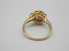 SWEET VINTAGE 14K YELLOW GOLD FIERY FIRE OPAL AMETHYST STONE RING SIZE 6