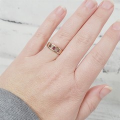 Victorian Ruby Diamond 14K Yellow Gold Band Ring 7 Simple Antique Luxury Flush